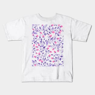 Floral doodles pink and violet Kids T-Shirt